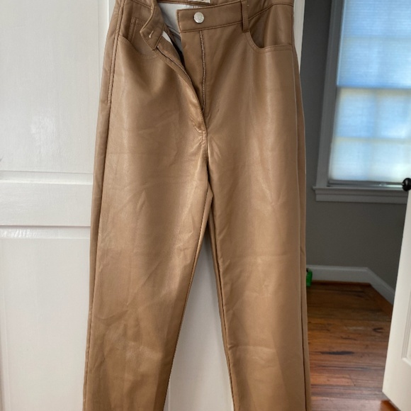 Aritzia Wilfred S Tan Faux Leather Pants - Picture 2 of 2